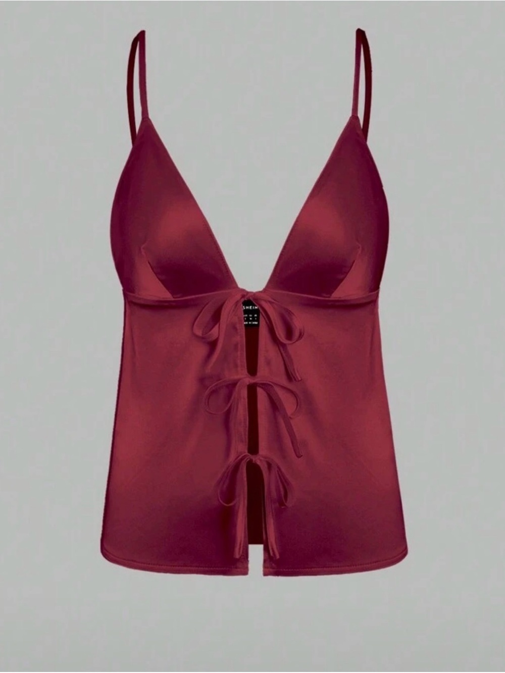 Shein tie front silk shirt